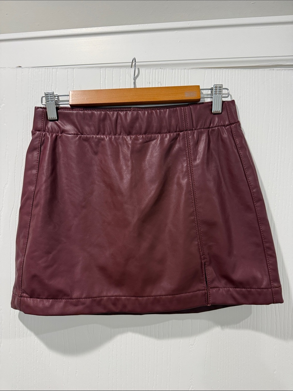 American Eagle Outfitters Burgundy Faux Leather Mini Skort